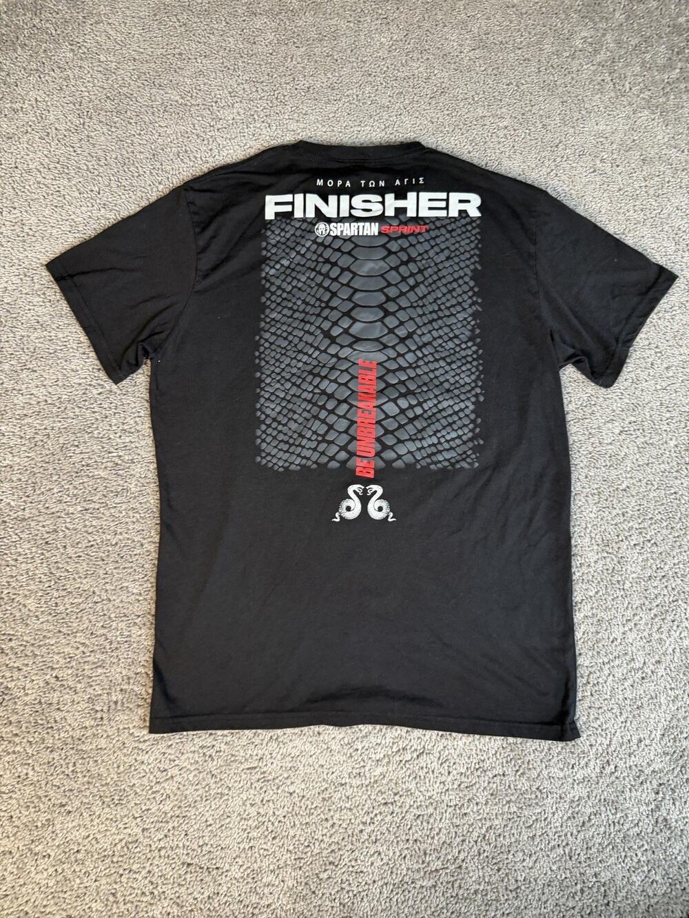 Spartan Shirt Mens L Black Finisher Sprint Graphic Crew Neck Poly Cotton Viscose